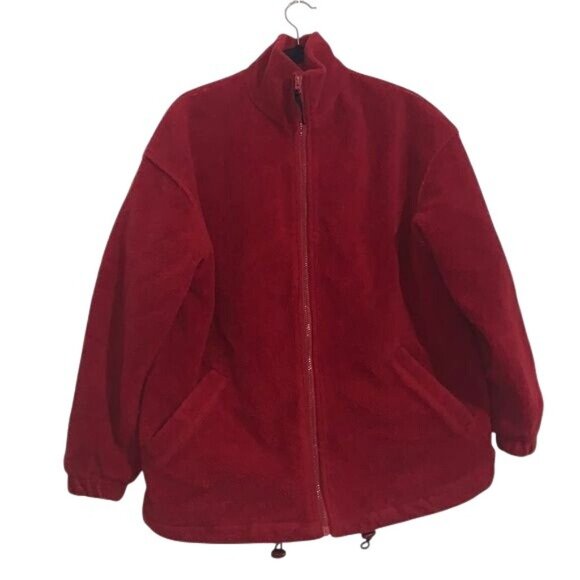 Vintage Basic Editions Red Fleece Jacket Medium - Picture 1 of 12